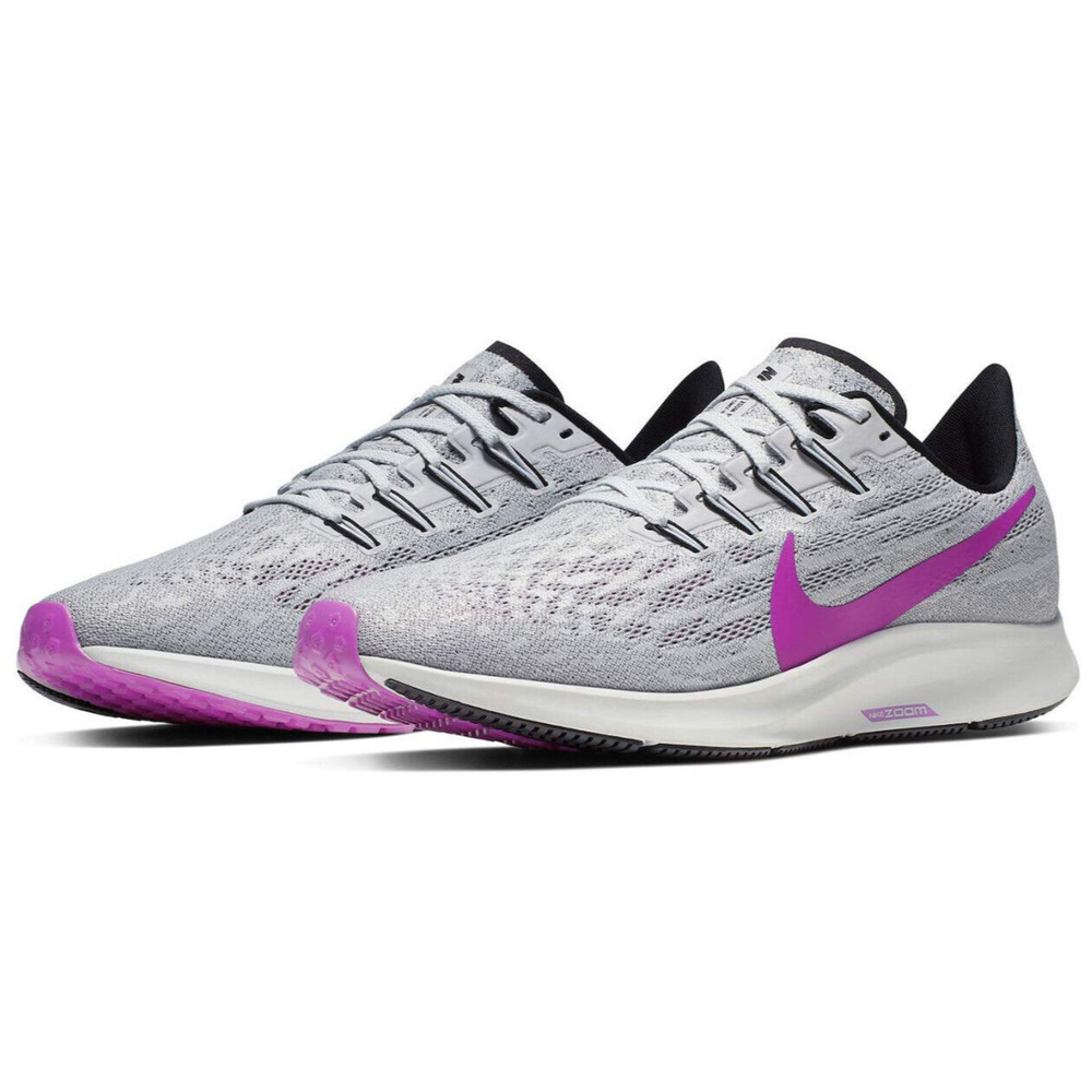 Nike Men Air Zoom Pegasus 36 Running Shoes Pure Platinum/Hyper Violet Men 10 US